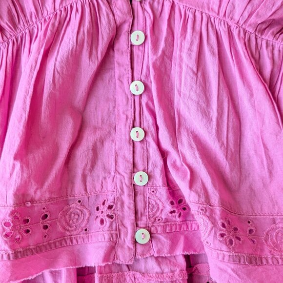 Free People Elle Cutwork Top Fiji Flower Pink Eyelet Crop Top medium - Picture 6 of 9